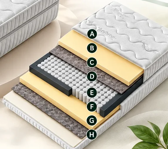 Prerez vzmetnice Tencel s prikazom plasti